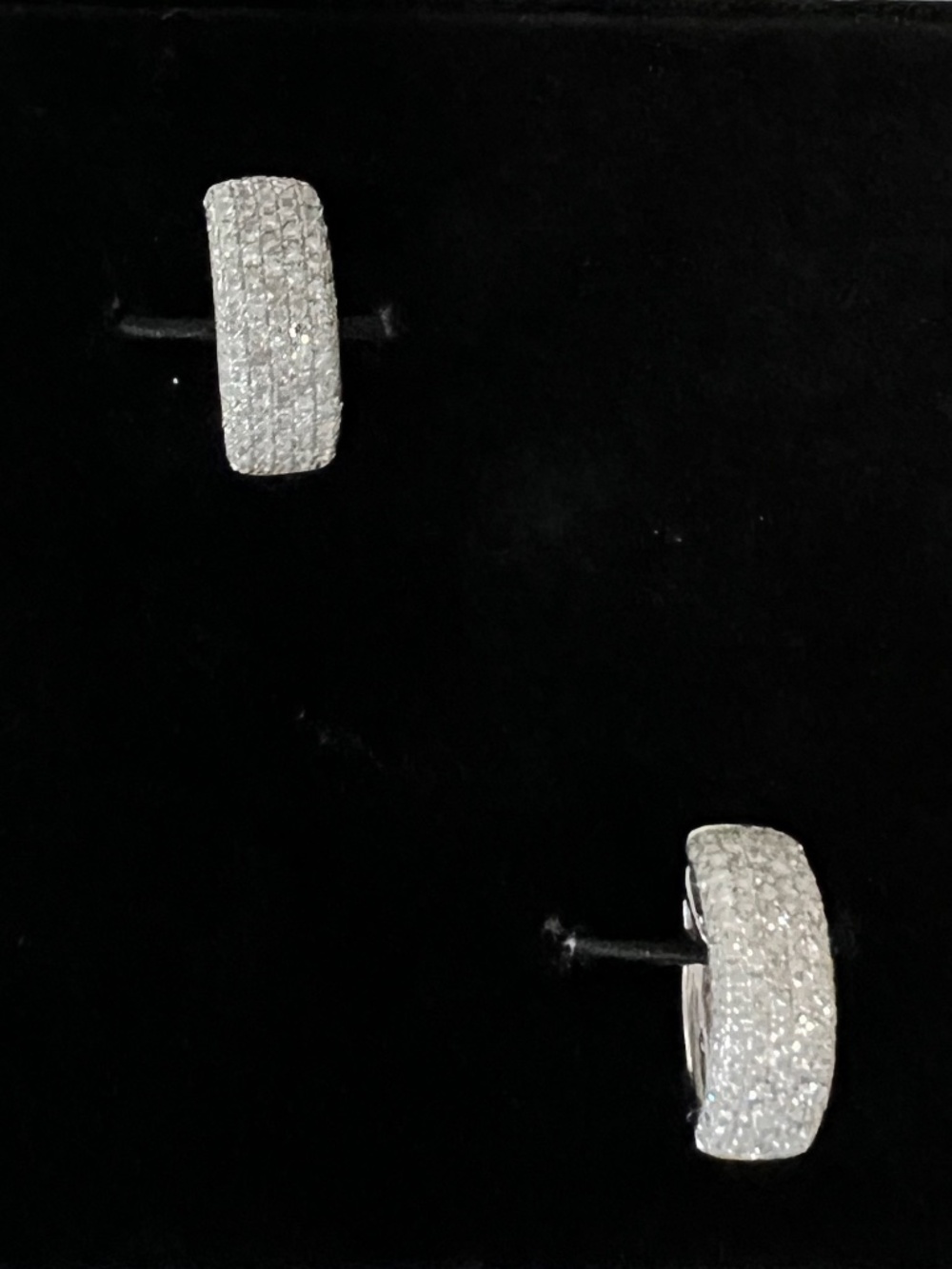 Effy 14K White Gold Pave Diamond Huggie Earrings